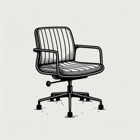 Office chair isolated on white background. Hand drawn sketch. Vector illustration.の写真素材