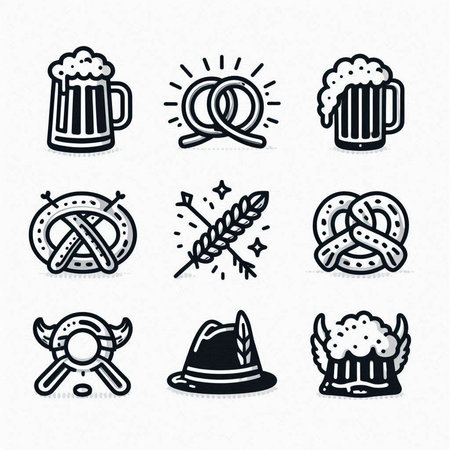 Set of Oktoberfest icons. Vector illustration in thin line style.の写真素材