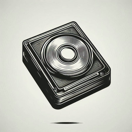 Retro audio speaker. Hand drawn vector illustration in vintage style.