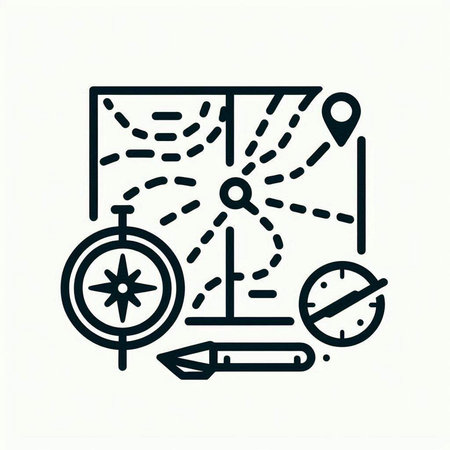 Navigation icon. Map, compass, navigator. Vector illustration