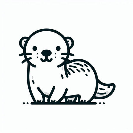 Cute otter icon. Outline illustration of cute otter vector icon for web designの写真素材
