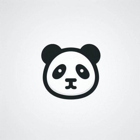panda face icon in trendy flat style isolated on grey background.の写真素材