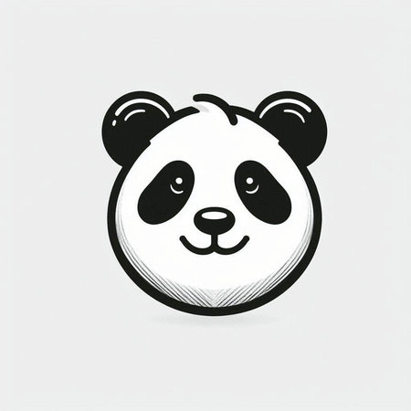 Panda icon. Cute cartoon panda. Vector illustration.の写真素材