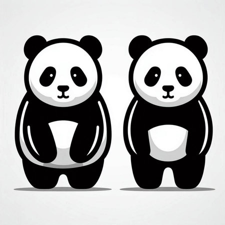 Cute panda bear and panda bear cartoon vector illustration.の写真素材