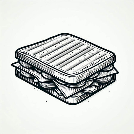 Sandwich hand drawn vector illustration in old engraving style.の写真素材