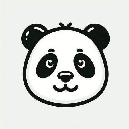 Cute panda face on a white background. Vector illustration.の写真素材