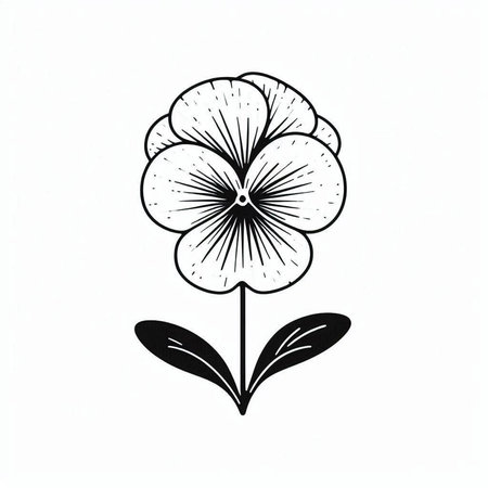 Hand drawn pansy flower. Vector illustration isolated on white background.の写真素材