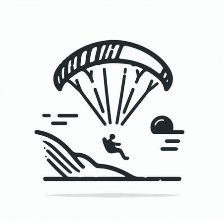 Paraglider flying in the sky. Extreme sport icon. Vector illustrationの写真素材