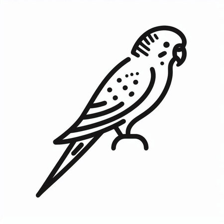 parrot doodle icon on white background, vector illustration.