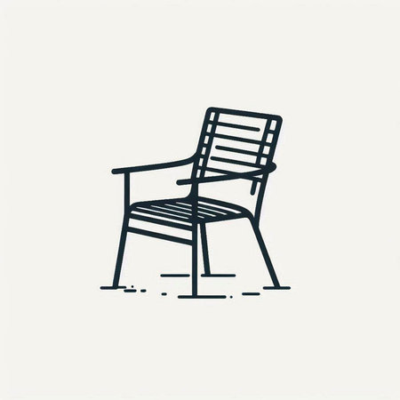 wooden chair vector line art icon. design element in trendy flat styleの写真素材