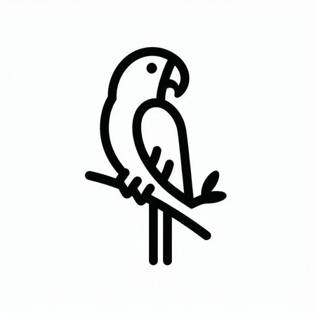 Parrot icon on white background. Isolated parrot illustration.