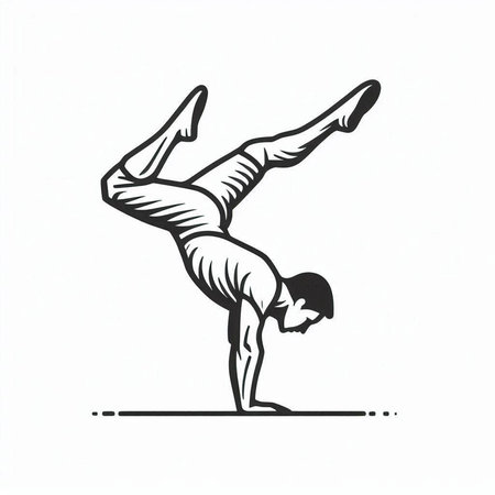 Illustration of a man doing acrobatic elements on a white background