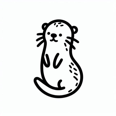 Cute cartoon otter. Hand drawn vector illustration isolated on white background.の写真素材