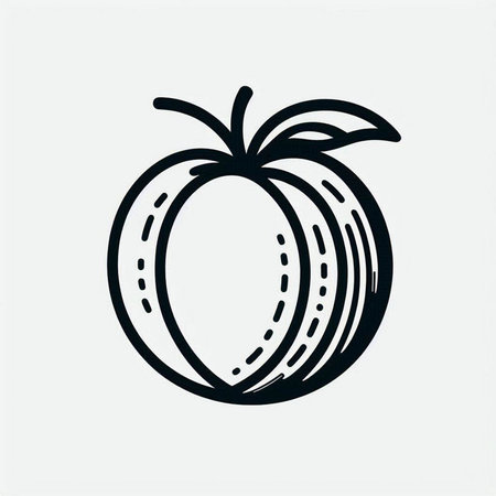 peach vector logo design template. fresh fruit icon. healthy food symbolの写真素材