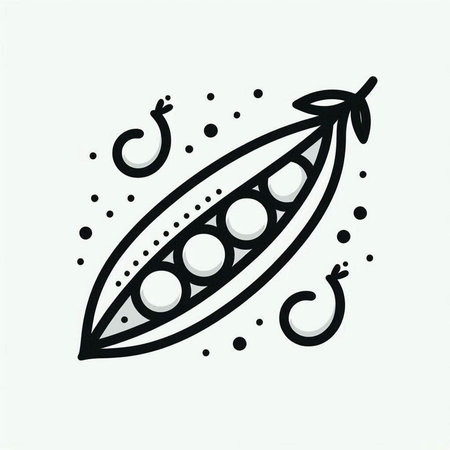 Pea pod hand drawn vector illustration. Isolated on white background.