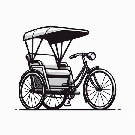 Tuk-tuk or tricycle, vintage vector illustration.