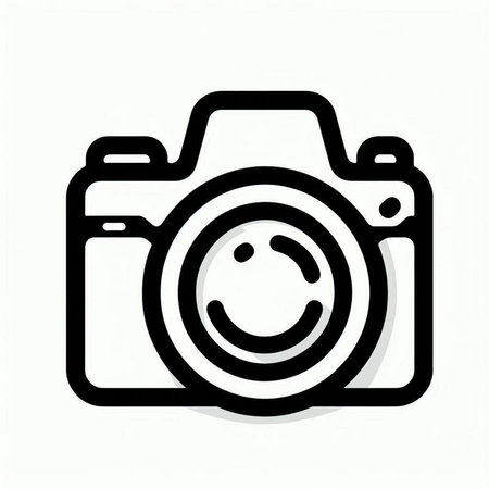 Camera icon in outline style isolated on white background. Vector illustration.の写真素材
