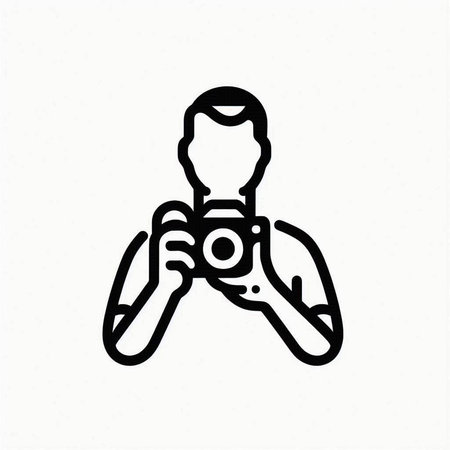 Photographer icon. Vector illustration of a photographer with a camera.の写真素材