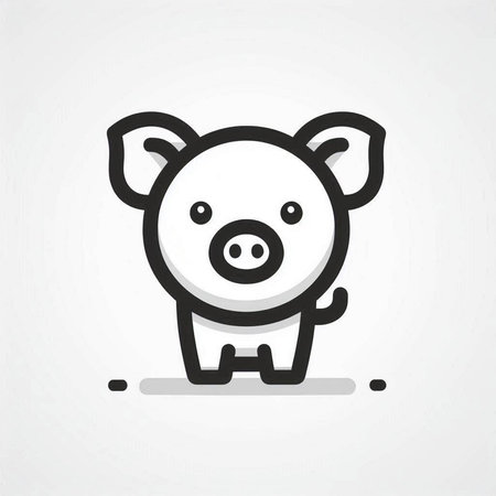 Pig icon. Cute cartoon pig. Farm animal. Vector illustrationの写真素材