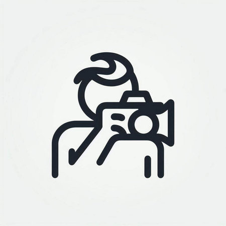 Photographer with camera vector icon. Photography and videography symbol.の写真素材