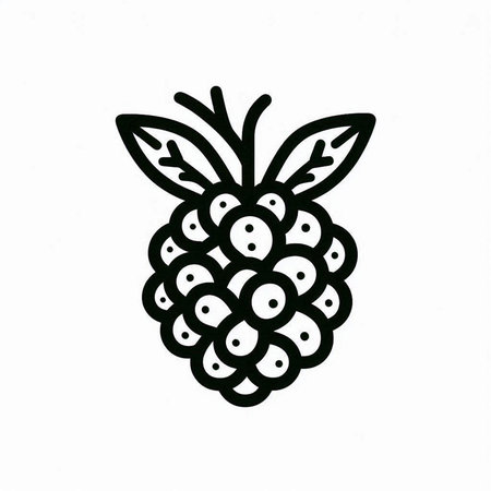 Raspberry icon isolated on white background. Hand drawn vector illustration.