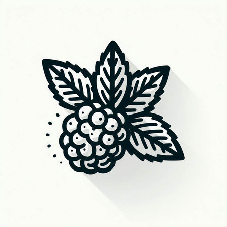 Blackberry icon with long shadow on white background. Vector illustration.