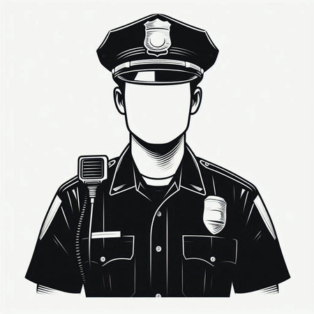 Policeman in the form of a policeman. Vector illustration.