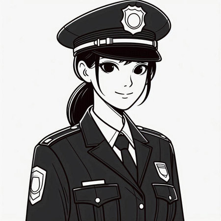 Policewoman on a white background, vector illustration in sketch style