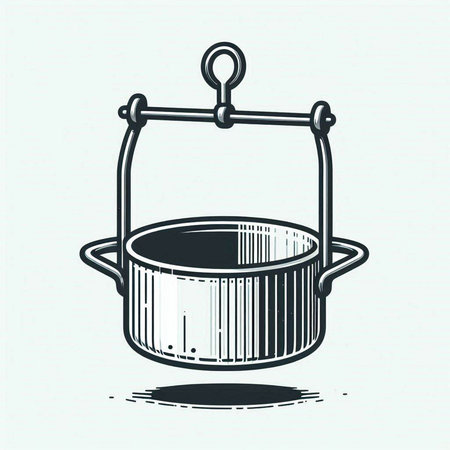 Saucepan icon, vector illustration. Hand drawn sketch.