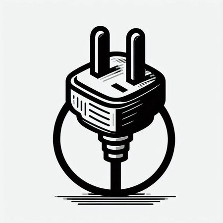 Electric plug in the form of an electric cable. Vector illustration.