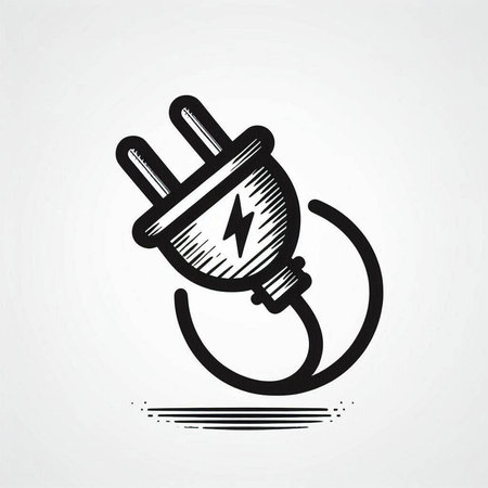 Electric plug icon. Vector illustration. Black and white electricity symbol.