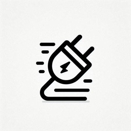 Electric plug line icon, vector illustration. Flat design style, black on white.