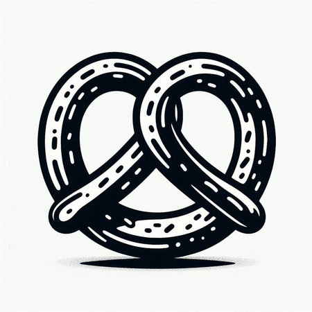 Bavarian pretzel. Hand drawn vector illustration in retro style.