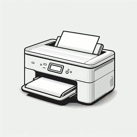 Printer with two sheets of paper on a white background. Vector illustration