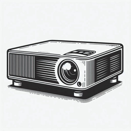 Projector isolated on white background. Vector illustration in retro style.