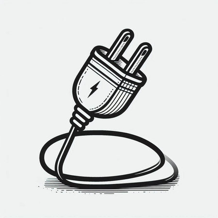 Electric plug isolated on white background. Vector illustration in retro style.