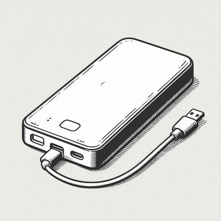 Vector illustration of the power bank on a white background. Hand drawn.