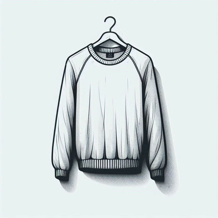 Vector illustration of men's sweater on hanger in sketch style.