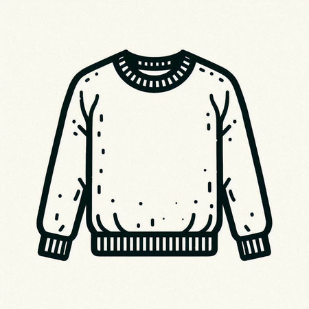 Knitted sweater. Winter clothing. Vector illustration in hand drawn style.