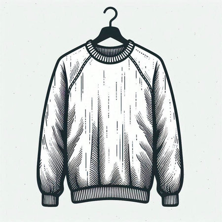 Warm knitted pullover on hanger. Vector illustration.