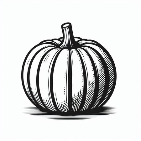 Pumpkin on a white background. Vector illustration in sketch style.の写真素材