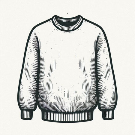 Knitted woolen sweater. Hand drawn sketch. Vector illustration.