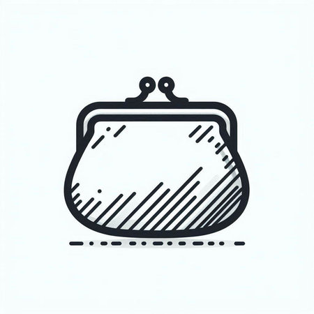 Purse doodle icon. Hand drawn purse vector illustration.