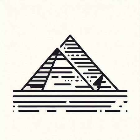 Egyptian pyramids. Black and white vector illustration of pyramids.の写真素材