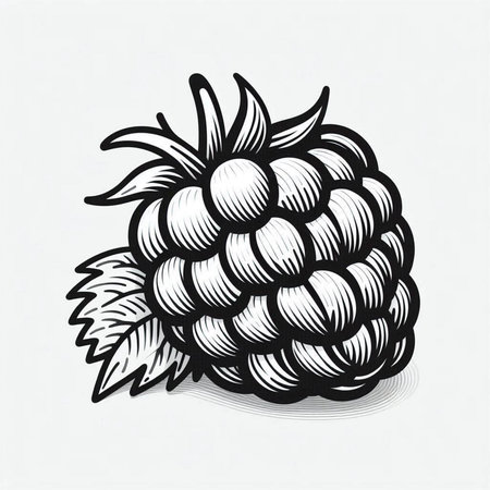 Raspberry hand drawn vector illustration. Isolated blackberry on white background.の写真素材