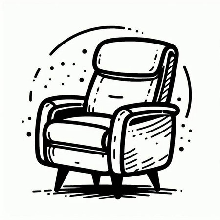 Armchair in doodle style. Hand drawn vector illustration.の写真素材