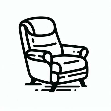 Armchair icon in doodle style isolated on white background. Hand drawn vector illustration.の写真素材