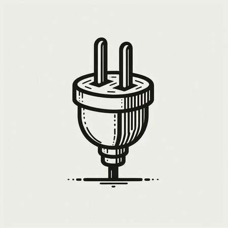Electric plug isolated on a white background. Vector illustration in sketch style.