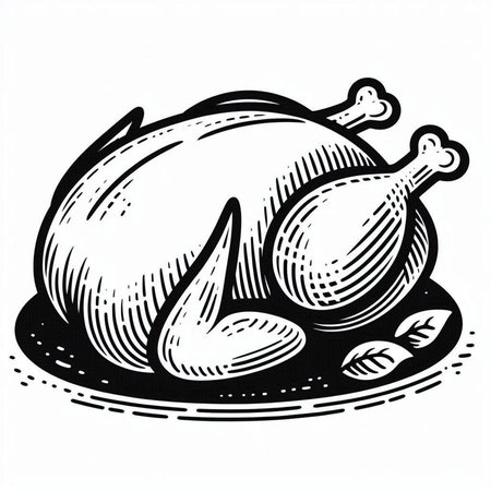 Illustration of a roasted turkey on a white background, vector illustration