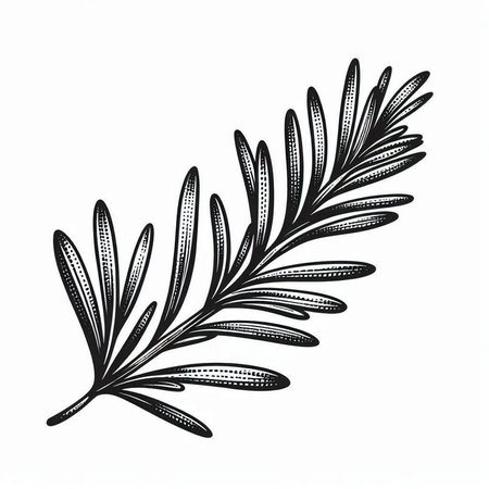 Rosemary branch. Hand drawn vector illustration isolated on white background.